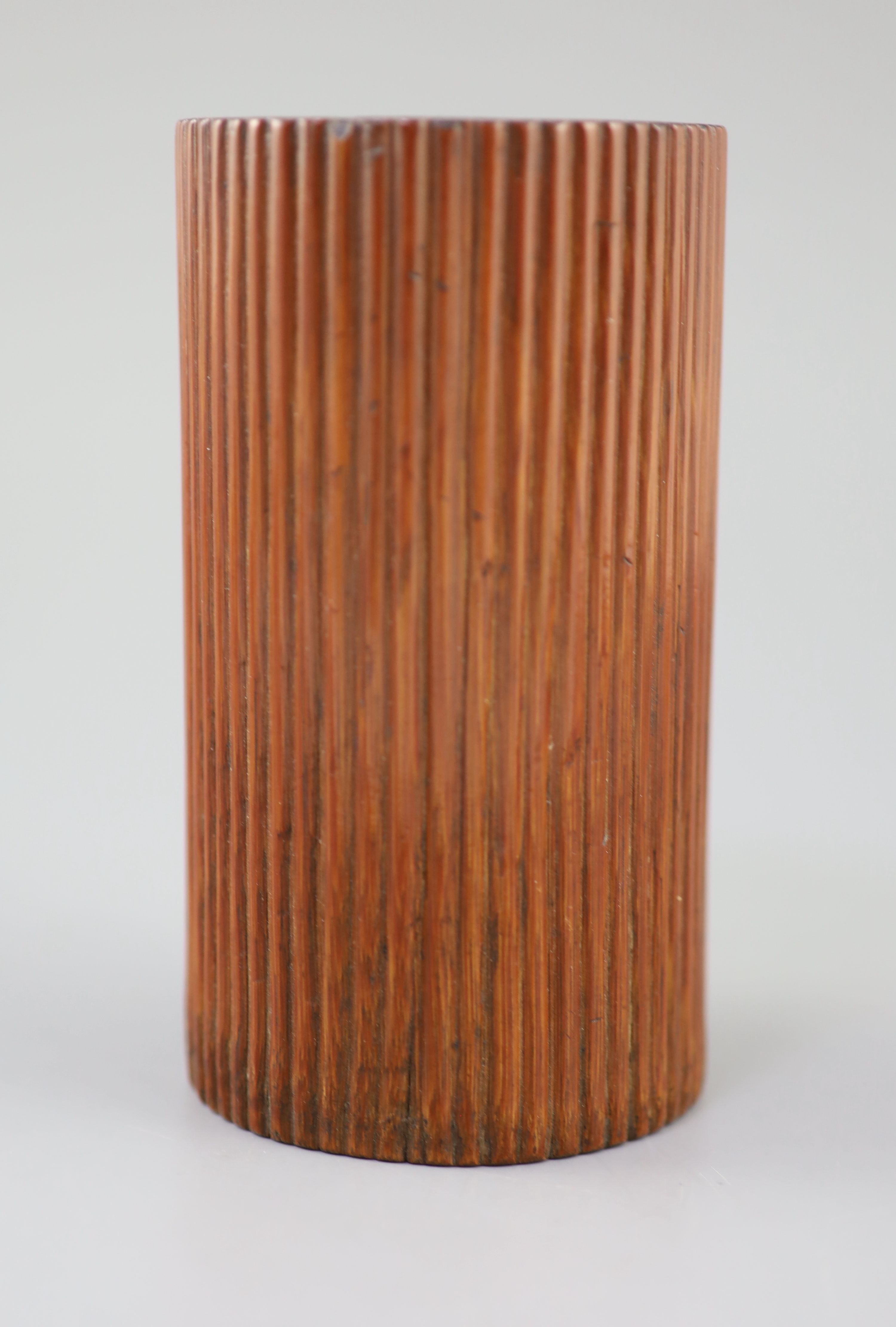 An unusual Chinese reeded bamboo brushpot, bitong, 18th/19th century,